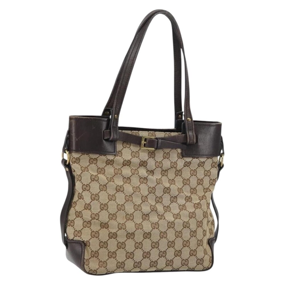 Gucci Belted Bucket Tote GG Canvas with Leather Small